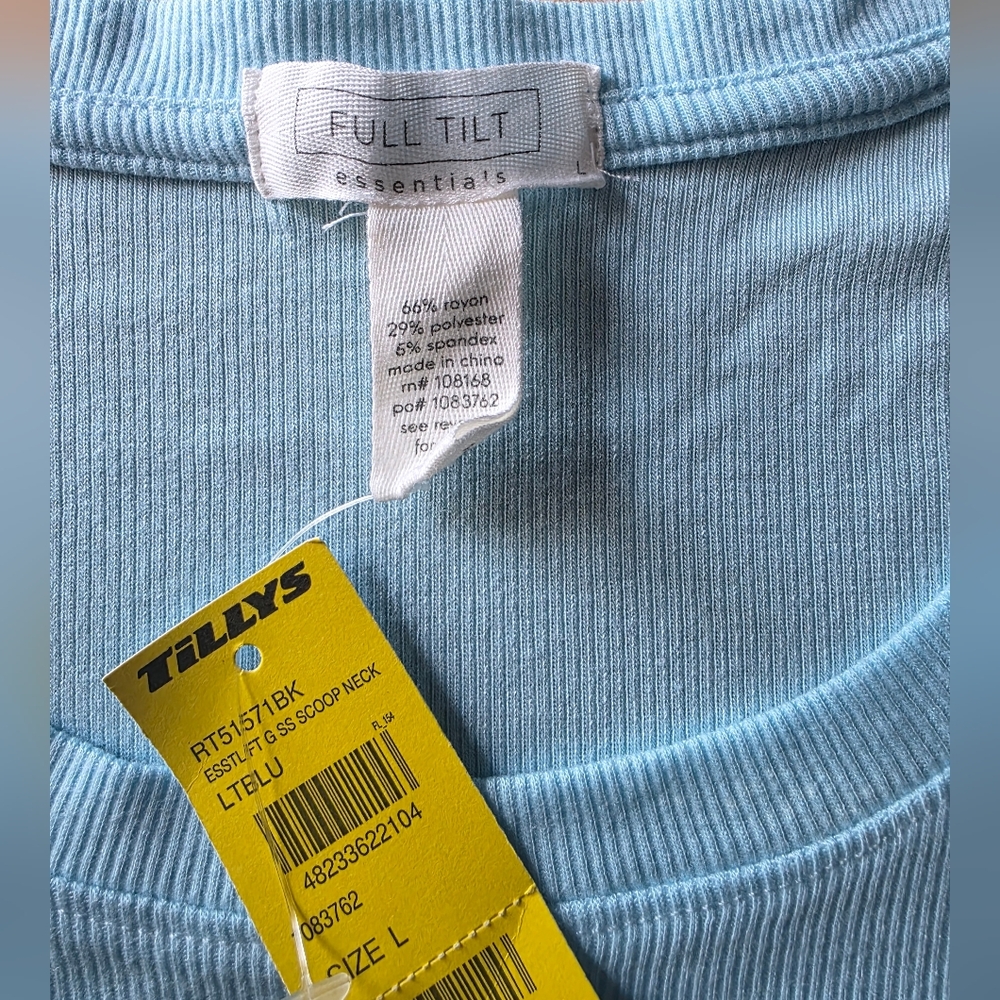 Full Tilt Sky Blue Ribbed Top - Picture 2 of 3